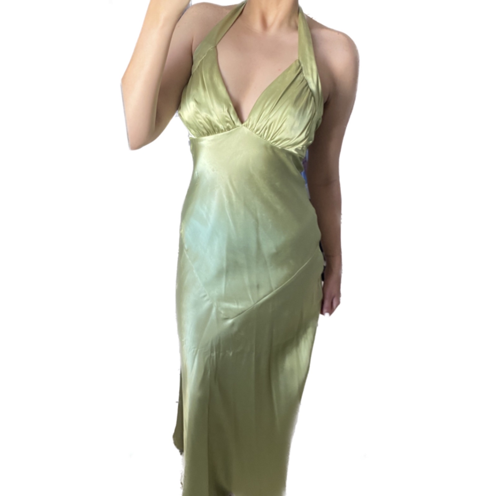 Robe satin vert pisatache 