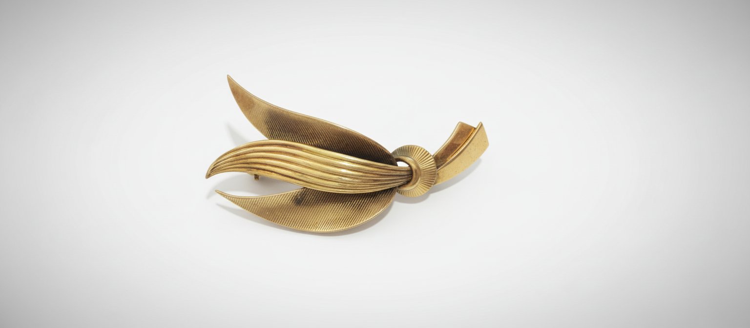 Broche feuille vintage signée Americ G&K (Kollmar & Jourdan):