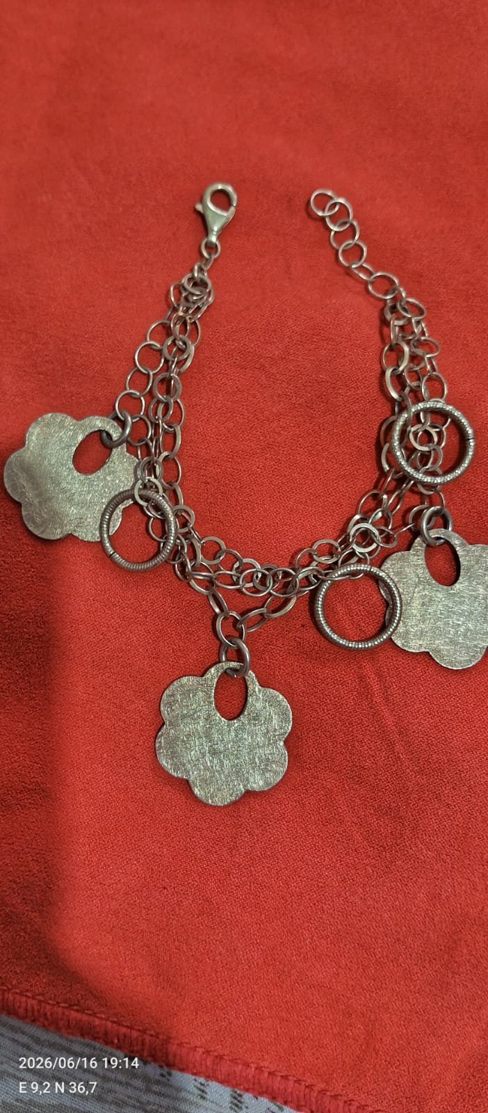 Bracelet à breloques en Argent Massif 925 – Style Bohème / Artisanal