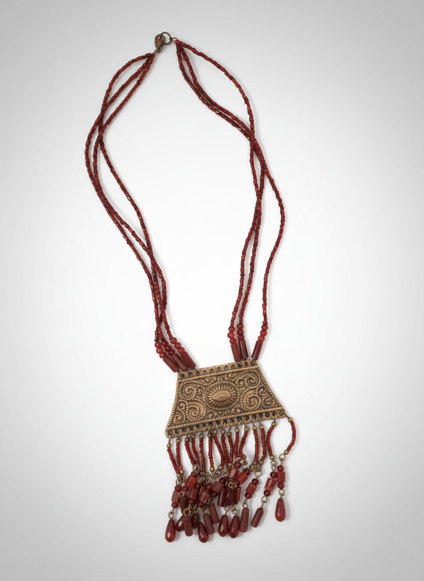 Grand Collier Plastron Ethnique Tribal – Style Kuchi / Berbère