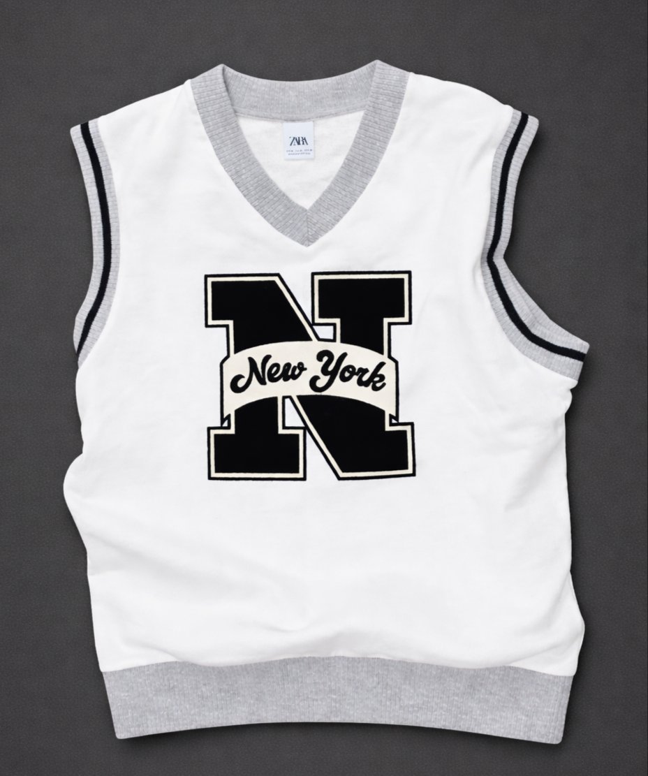 Pull sans manches varsity blanc Zara - Unisexe