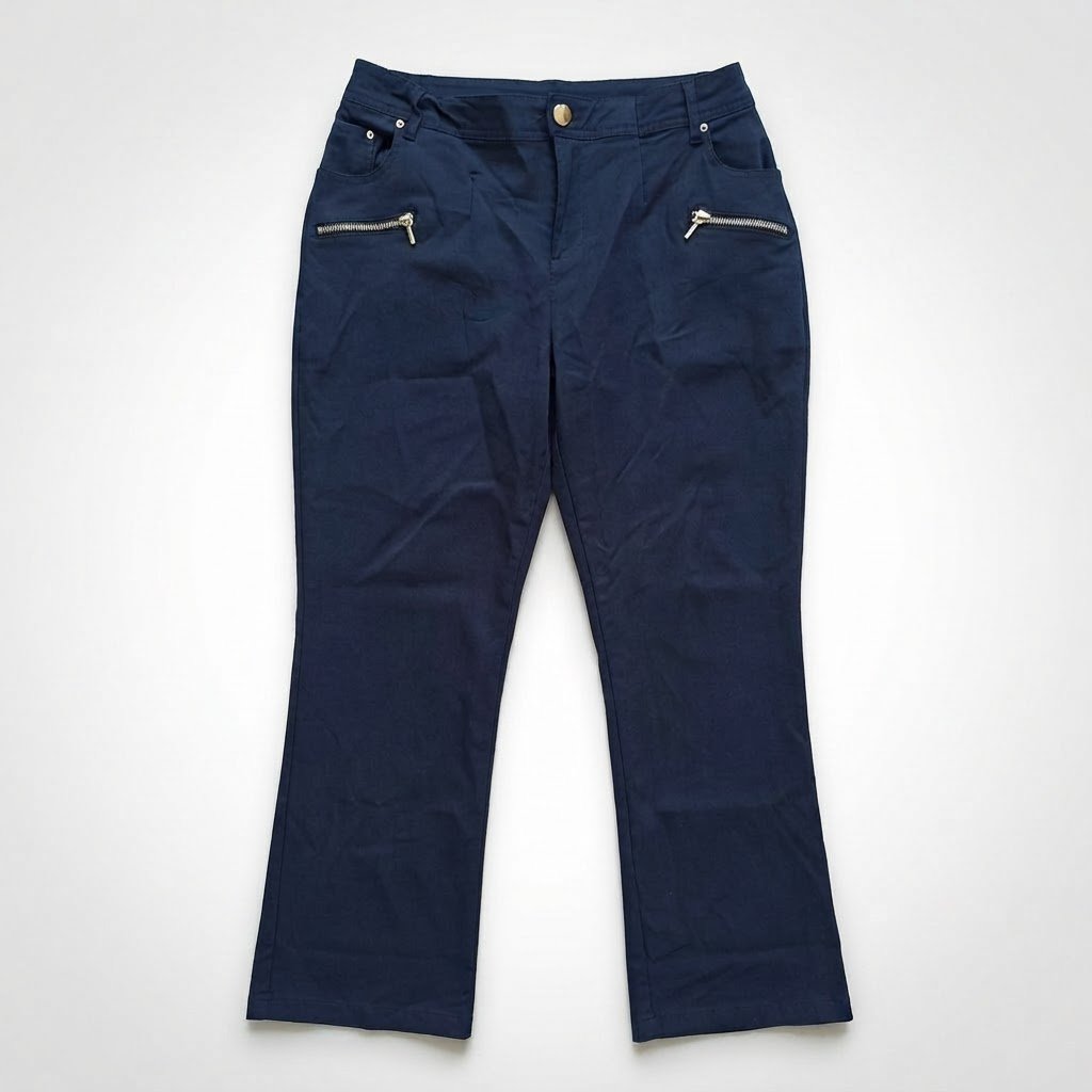 Pantalon chic bleu marine élastique 