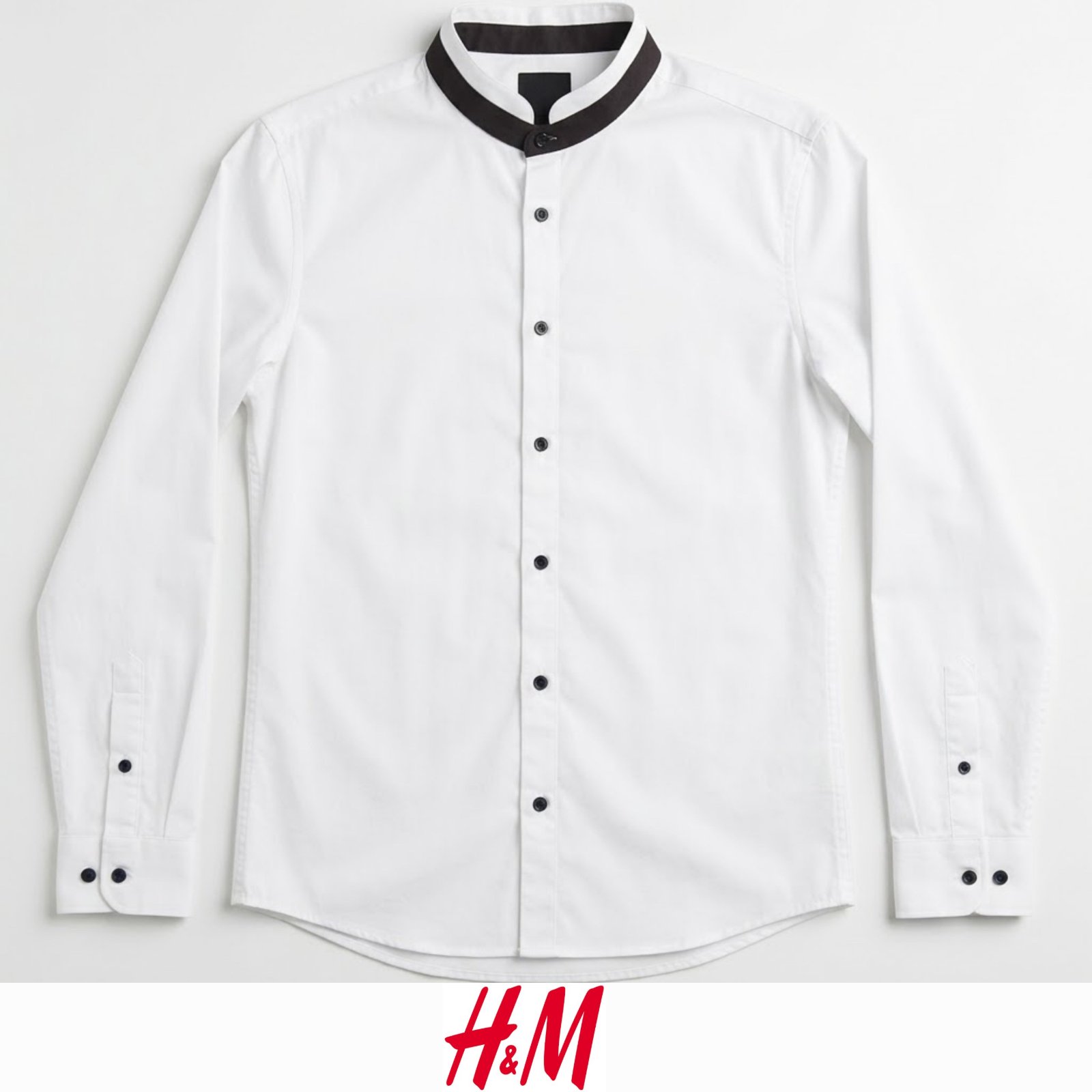 Chemise H&M col chinois slim fit 100% coton 