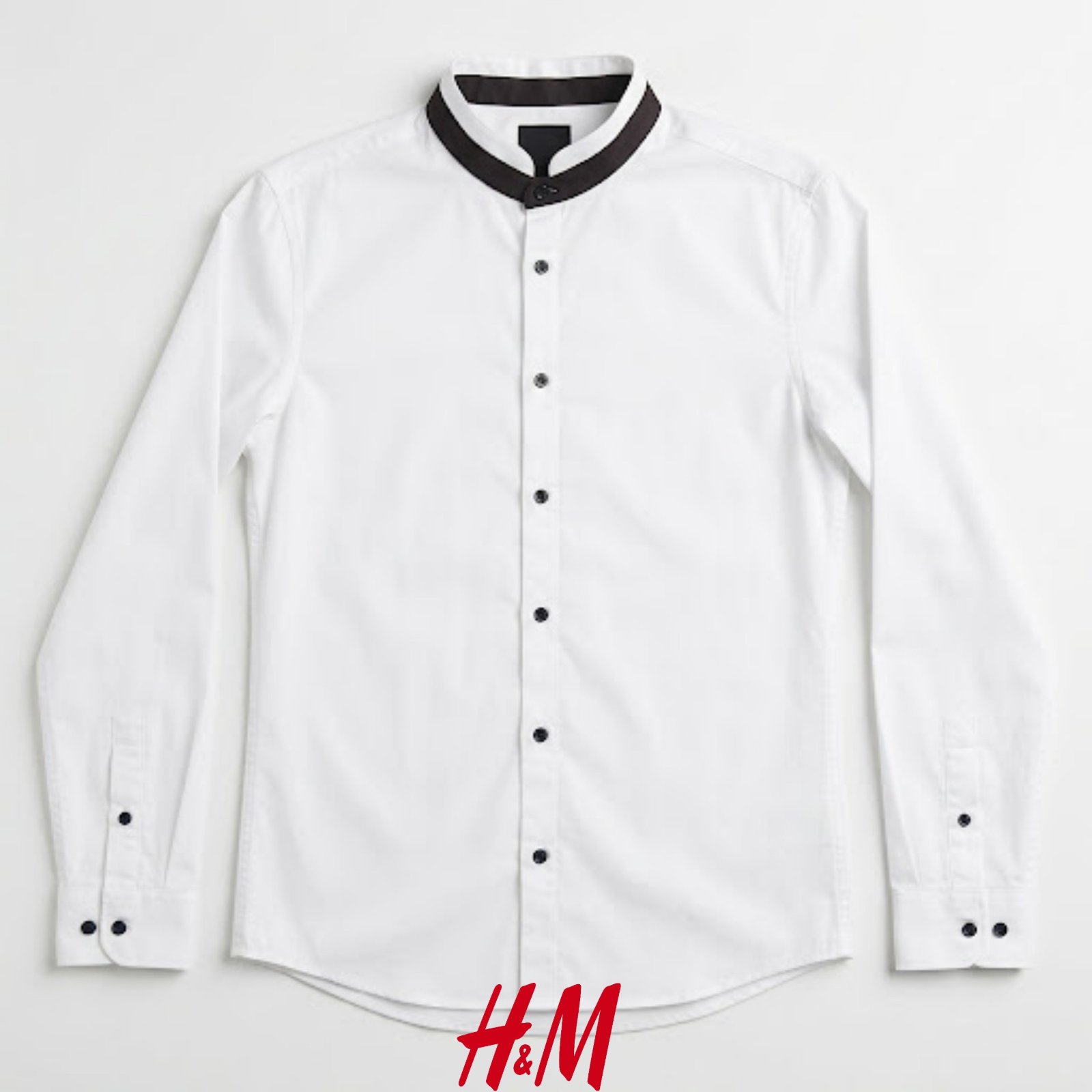 Chemise H&M col chinois slim fit 100% coton 