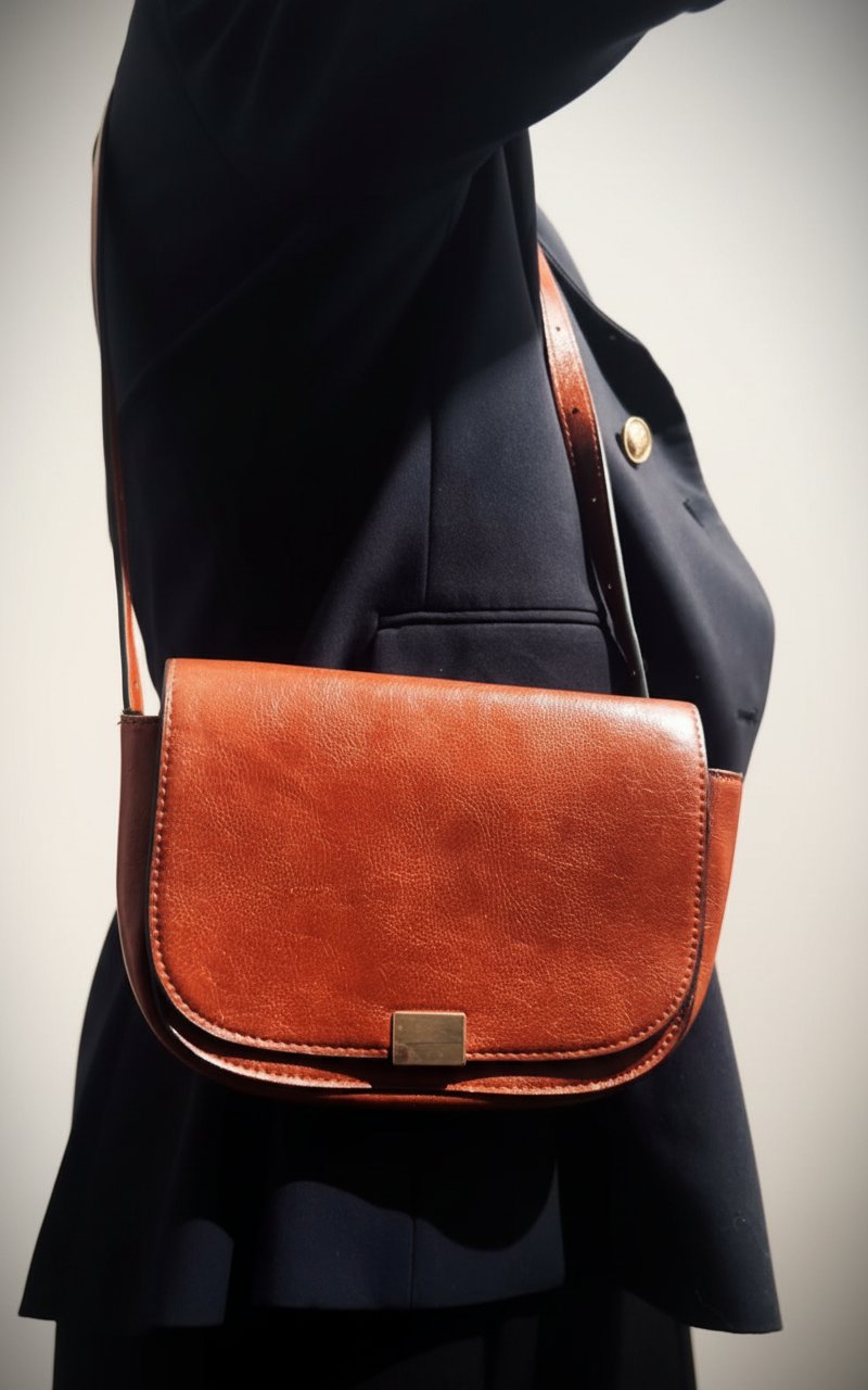 Sac bandoulière camel Max and Enjoy / Pochette chic épurée