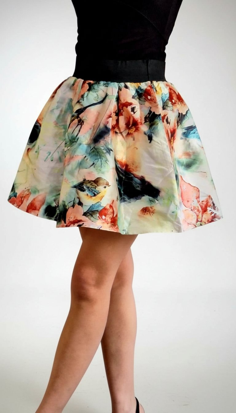 Jupe patineuse structurée imprimé fleuri aquarelle – Korea Aimei Fashion