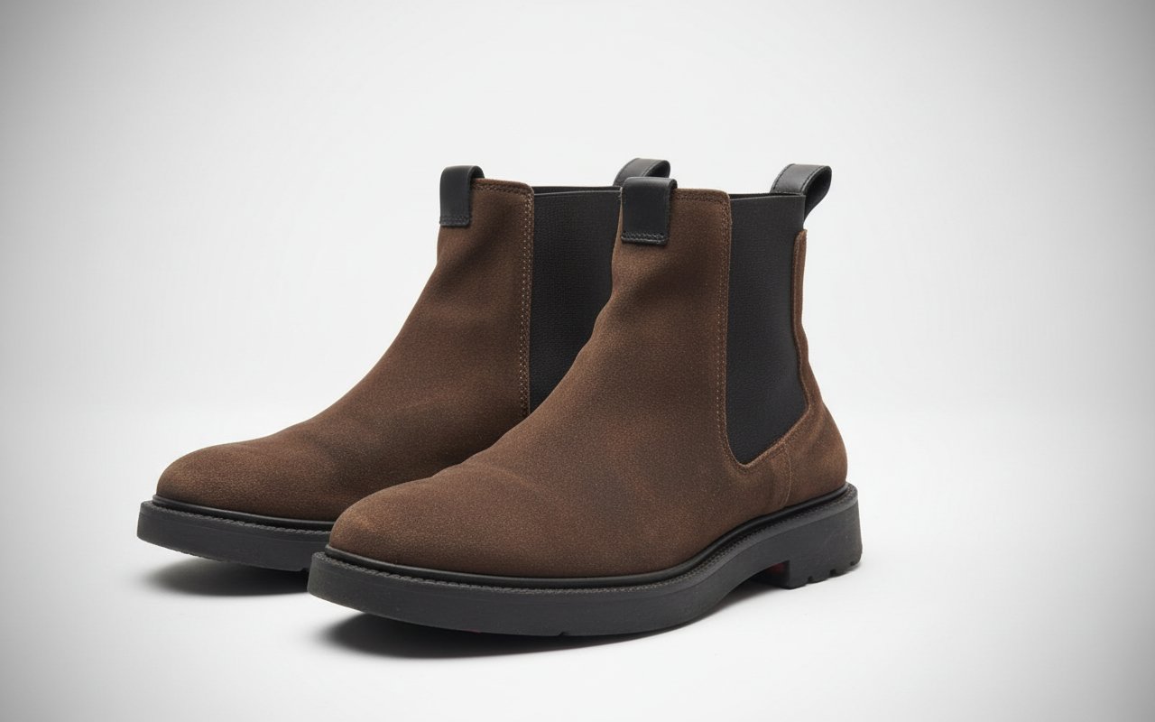 Bottines Chelsea marron Celio / Chelsea boots daim homme