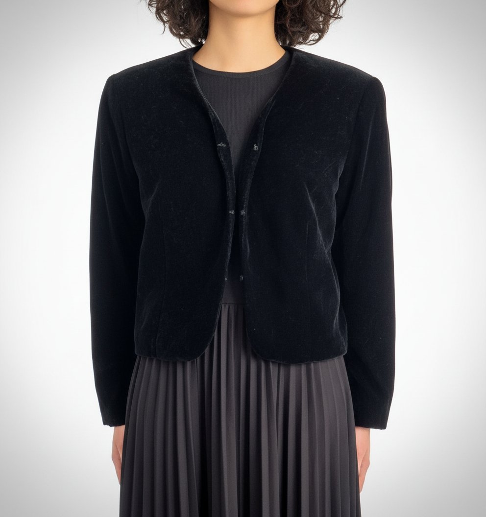 Veste courte fluide en velours noir