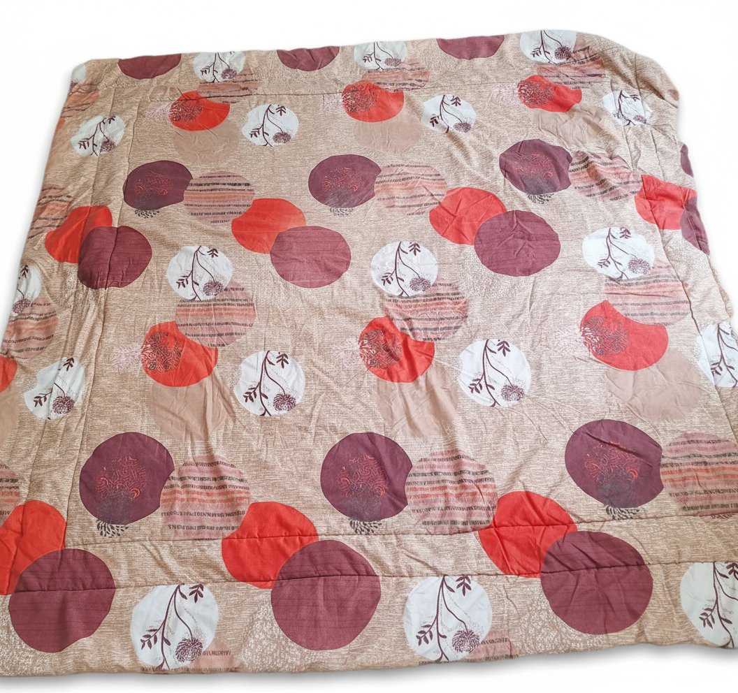 Parure de lit complète / Couette et oreiller motif cercles (tons chauds)