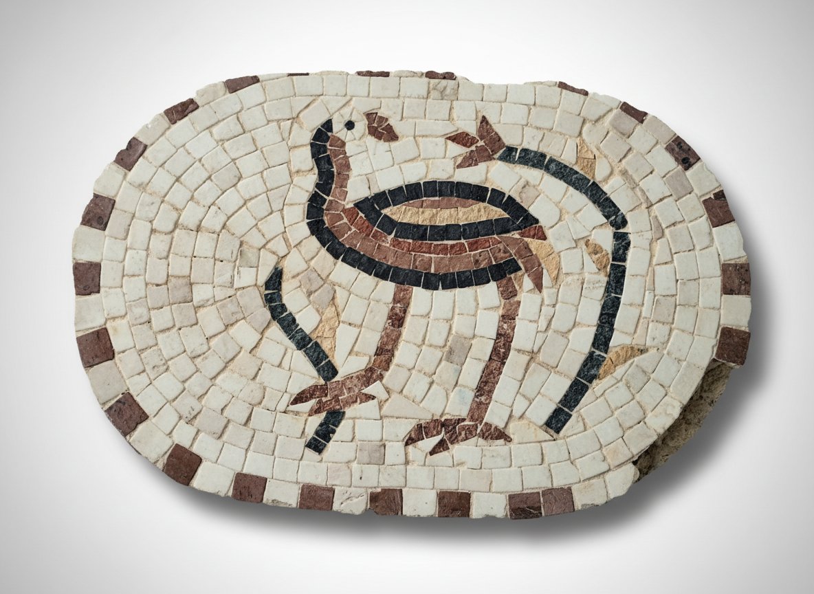 Mosaïque Artisanale – Motif Oiseau Antique- 31cm diamètre