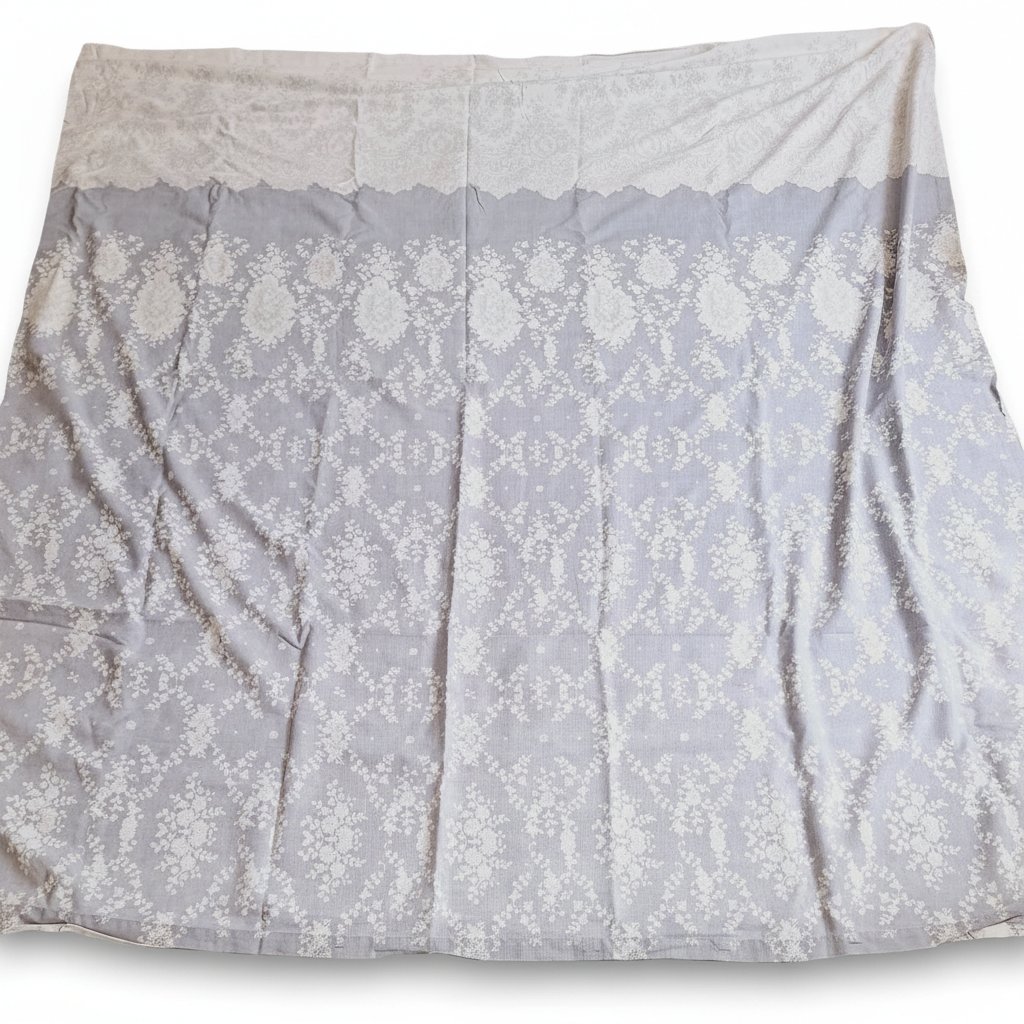 Drap de lit blanc avec bordure brodée artisanale / Linge de maison romantique