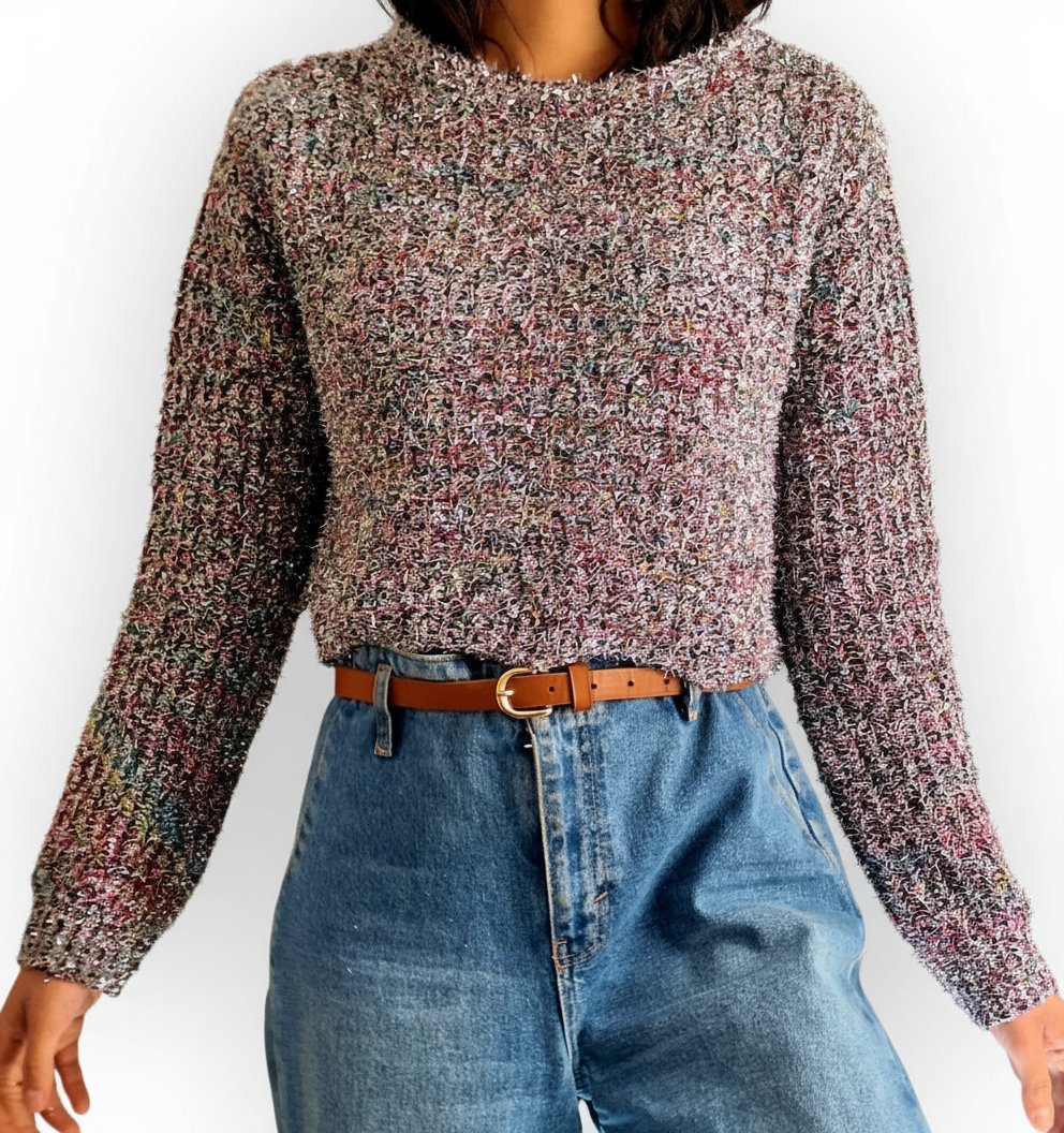 Pull court en maille métallisée brillante multicolore – Zara