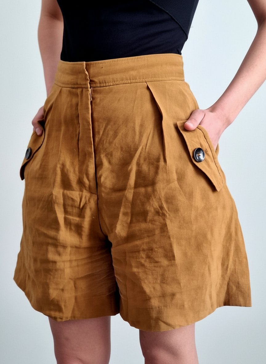 Short bermuda fluide taille haute marron – Zara