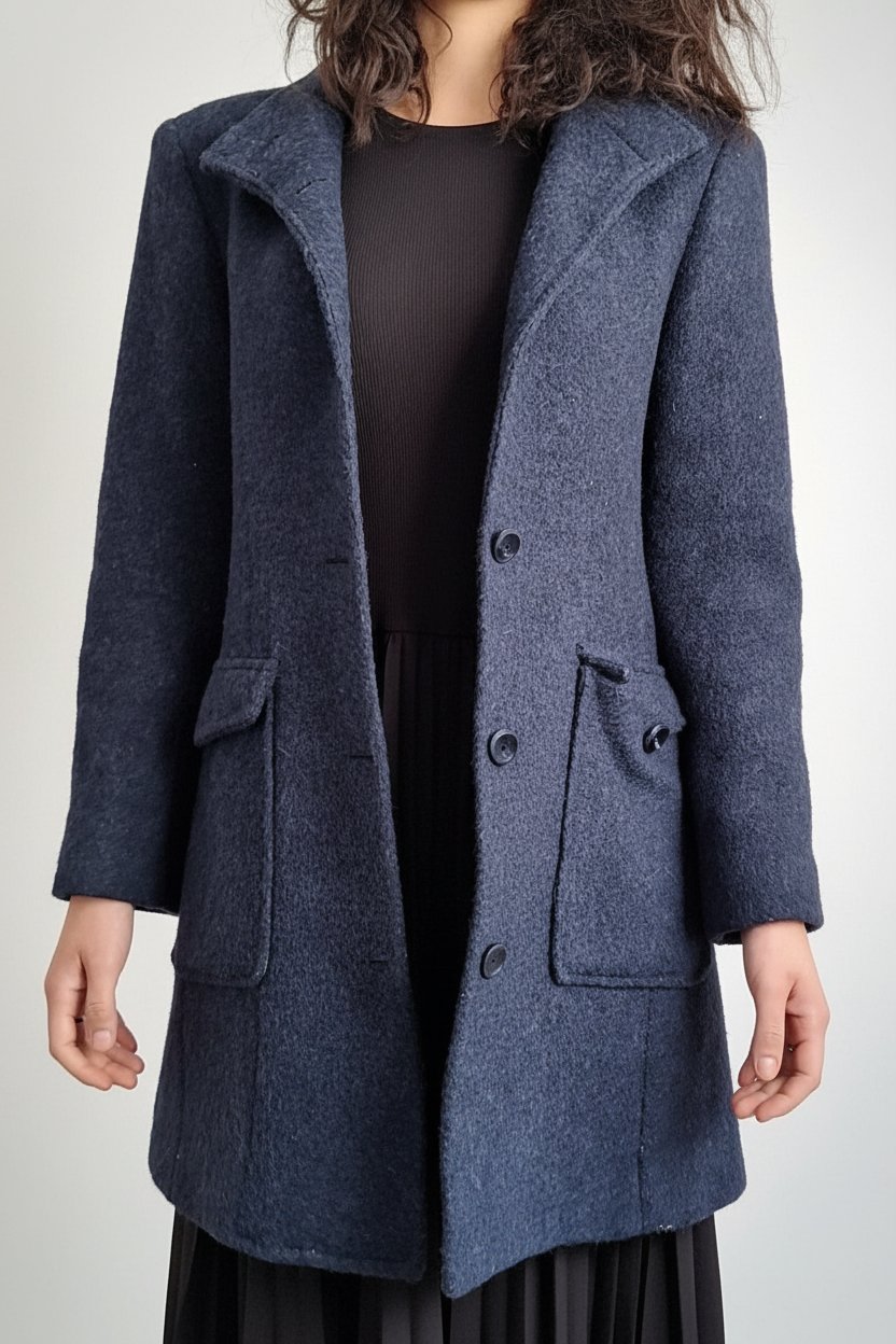 Manteau mi-long structuré bleu marine – Massimo Dutti