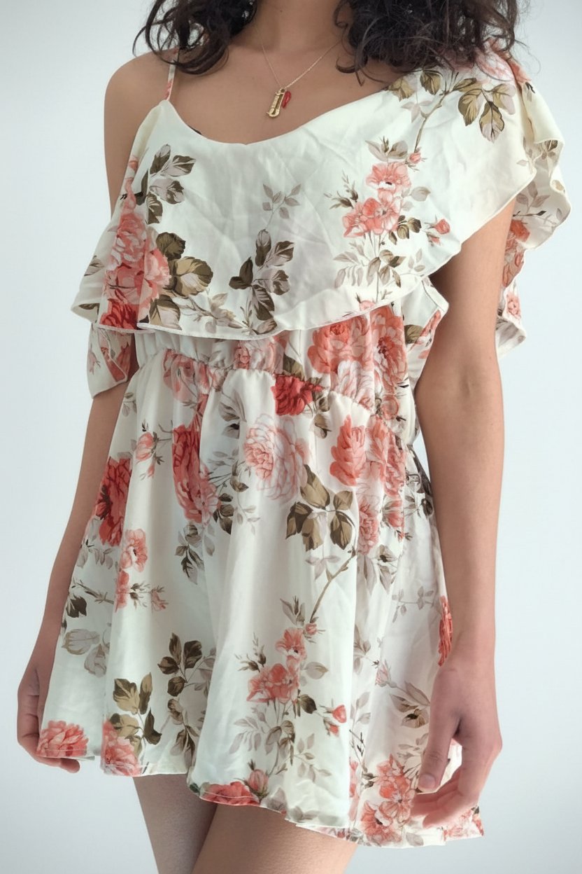 Combishort blanc fleurie de la marque " Charlotte Russe "