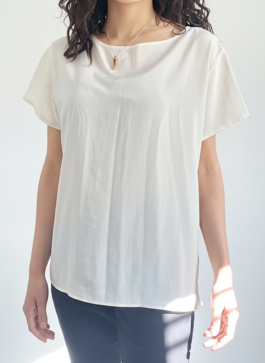 Top fluide minimaliste blanc cassé col bénitier – Vintage