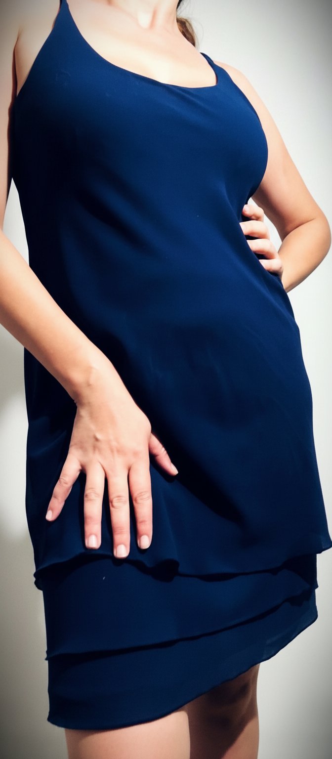 Robe courte fluide bleu marine à fines bretelles – Z Z La femme