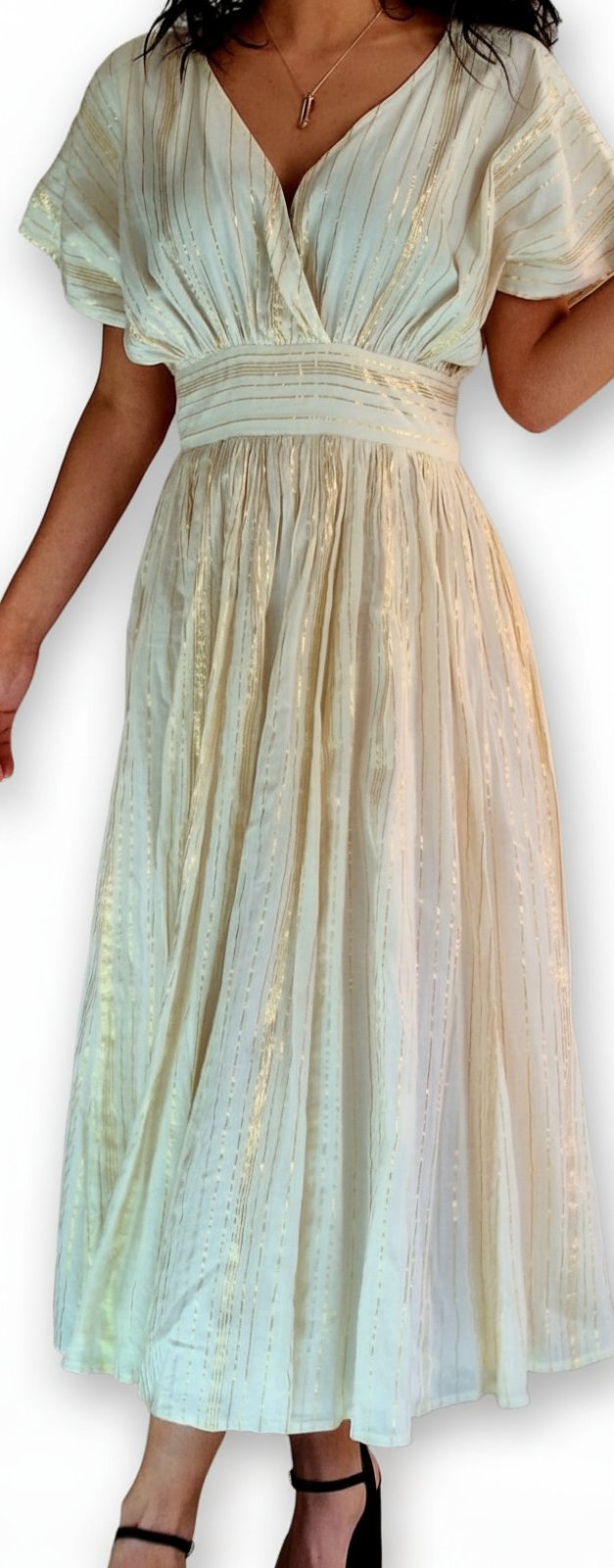 Robe longue de créateur en coton et fils d'or – Sumaiya Merchant Collection