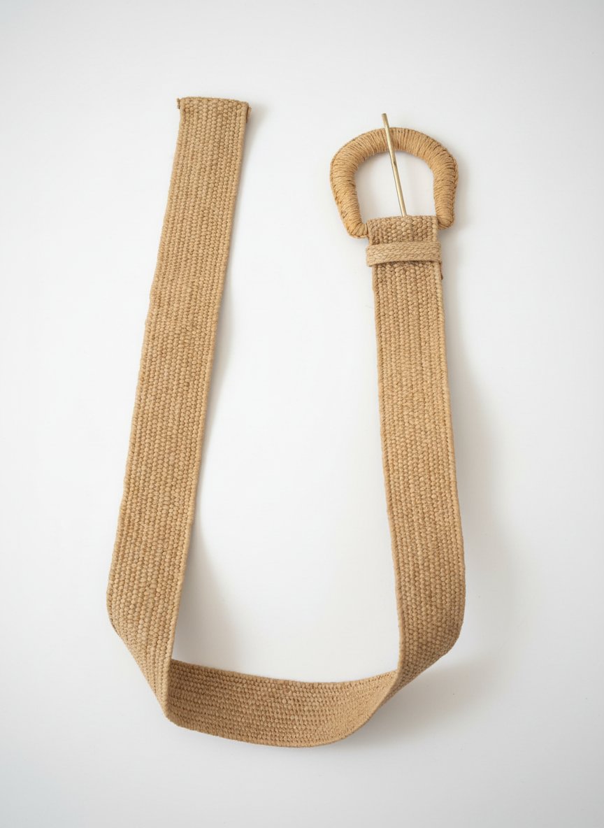 Ceinture large tressée beige d'été / Ceinture bohème boucle en D enveloppée