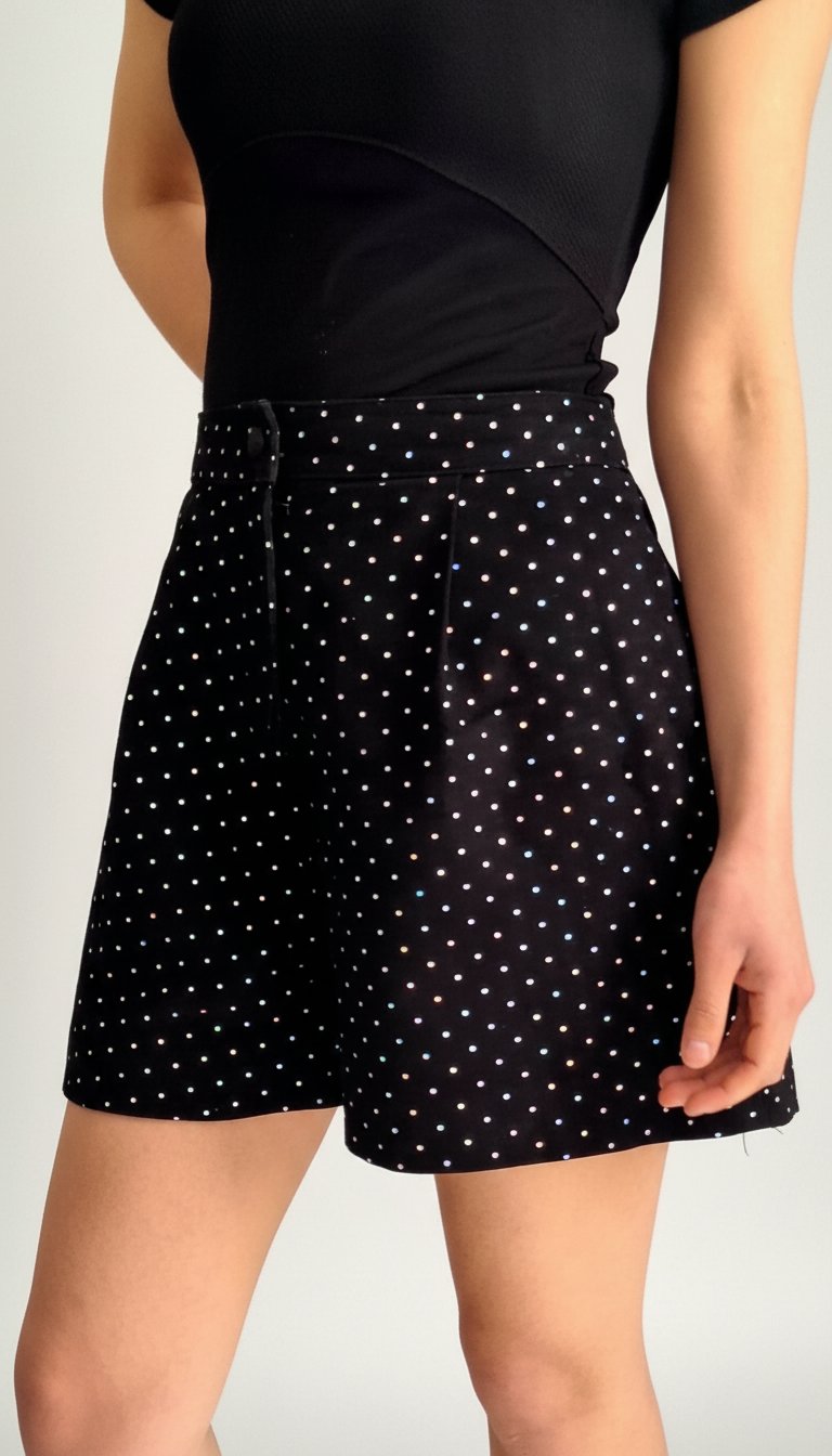 Short jupe-culotte noir fluide à strass / paillettes – Bershka