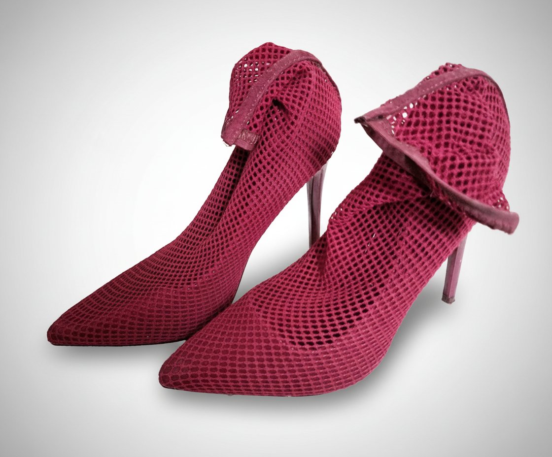 Bottines escarpins en résille bordeaux à talon aiguille – Ideal Shoes
