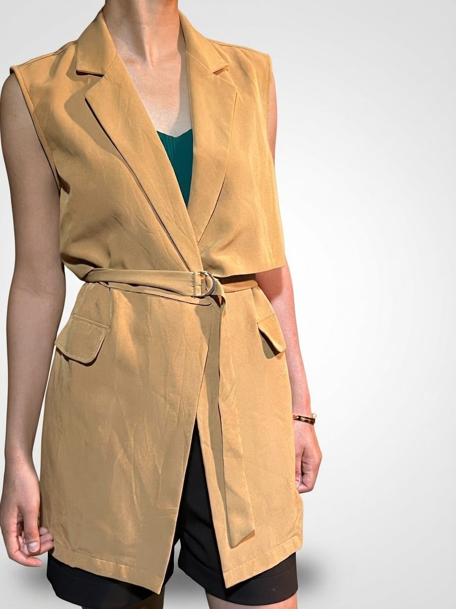 Blazer sans manches beige chic