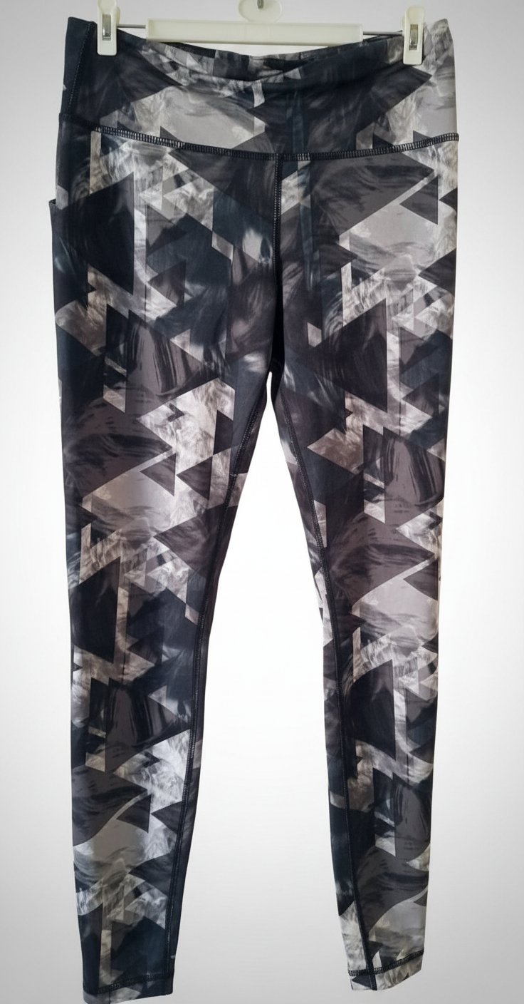 Legging de sport noir imprimé géométrique triangles – Vintage