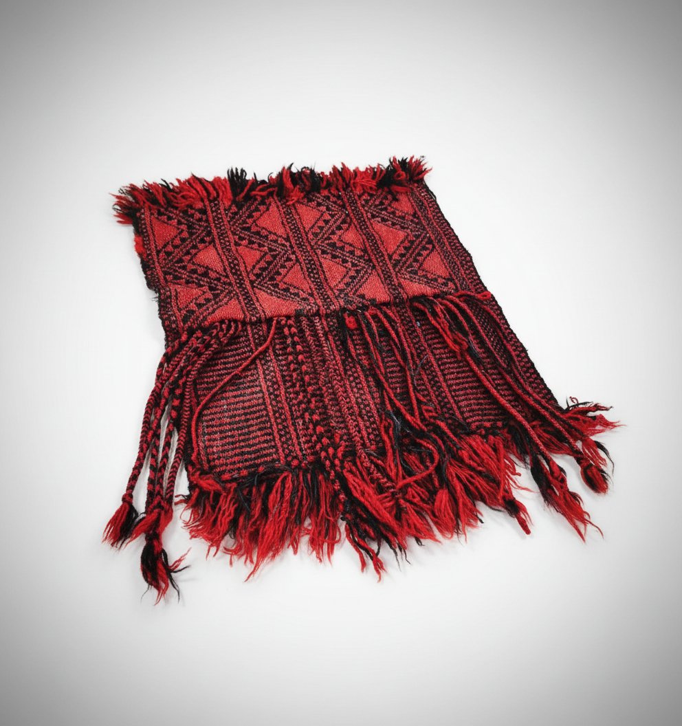 Petit tapis mural ou décoratif / Tissage traditionnel rouge & noir - 50/70
