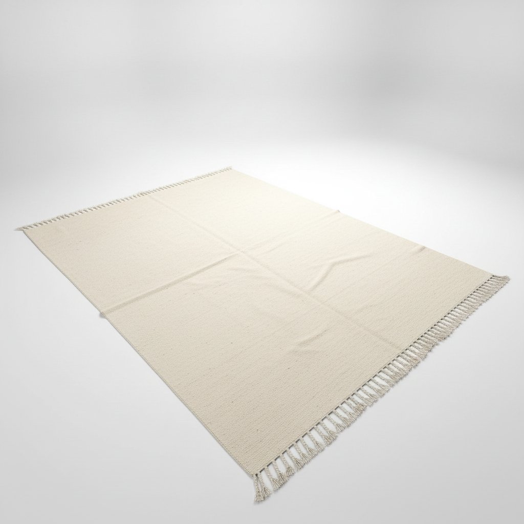 Grand tapis tissé beige naturel / Style minimaliste & épuré - 180 cm/250 cm