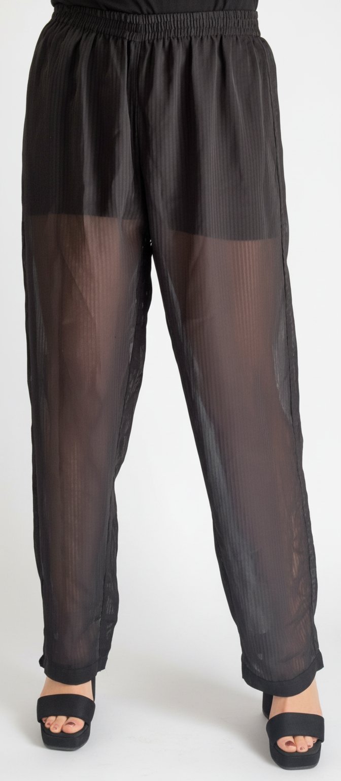 Pantalon fluide noir transparent texturé – Marque Queentex