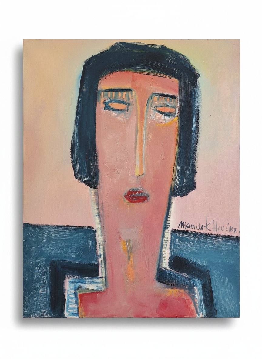 Portrait Expressionniste – Houcine Msadak-55/71 cm 