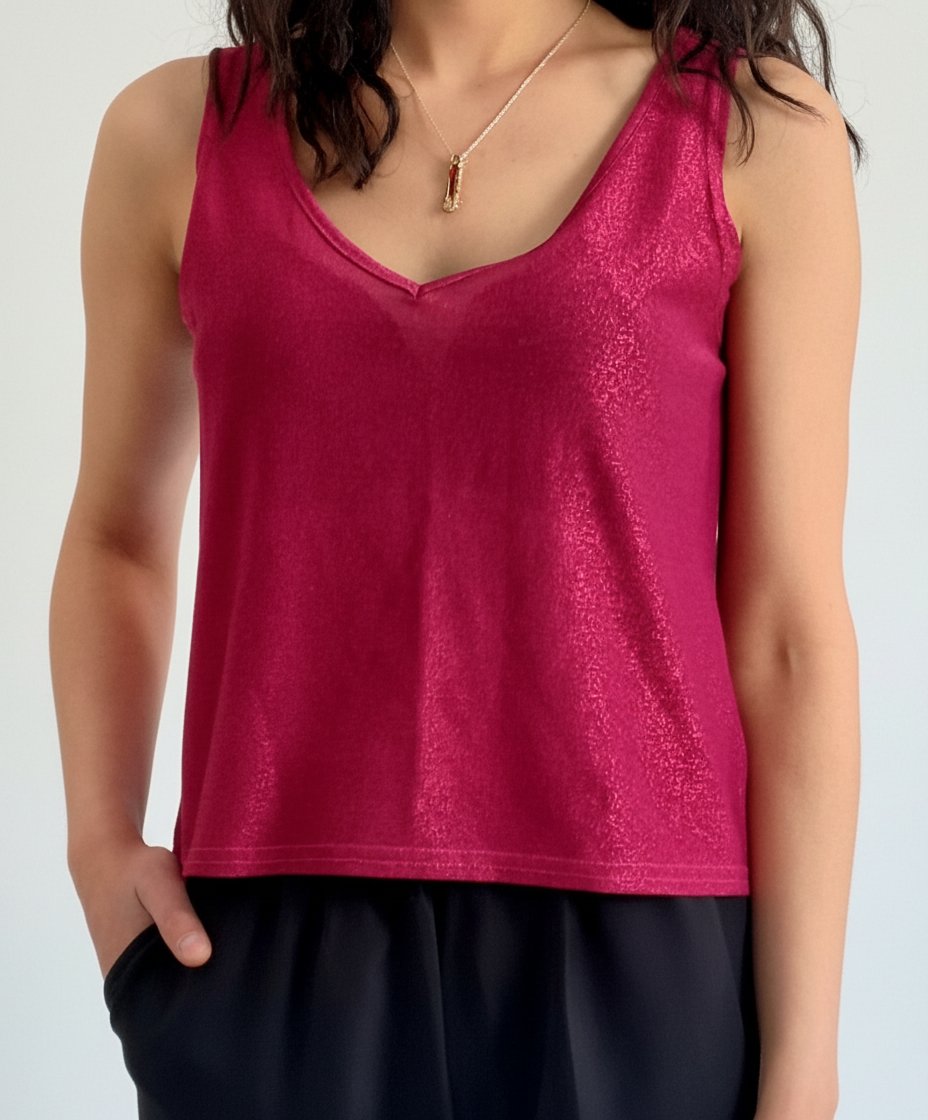 Débardeur brillant métallisé fuchsia  – Zara