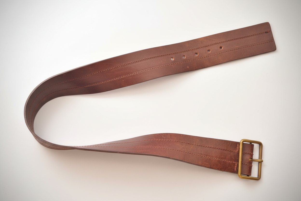 Ceinture large en cuir marron véritable / Ceinture vintage fabriquée en Espagne
