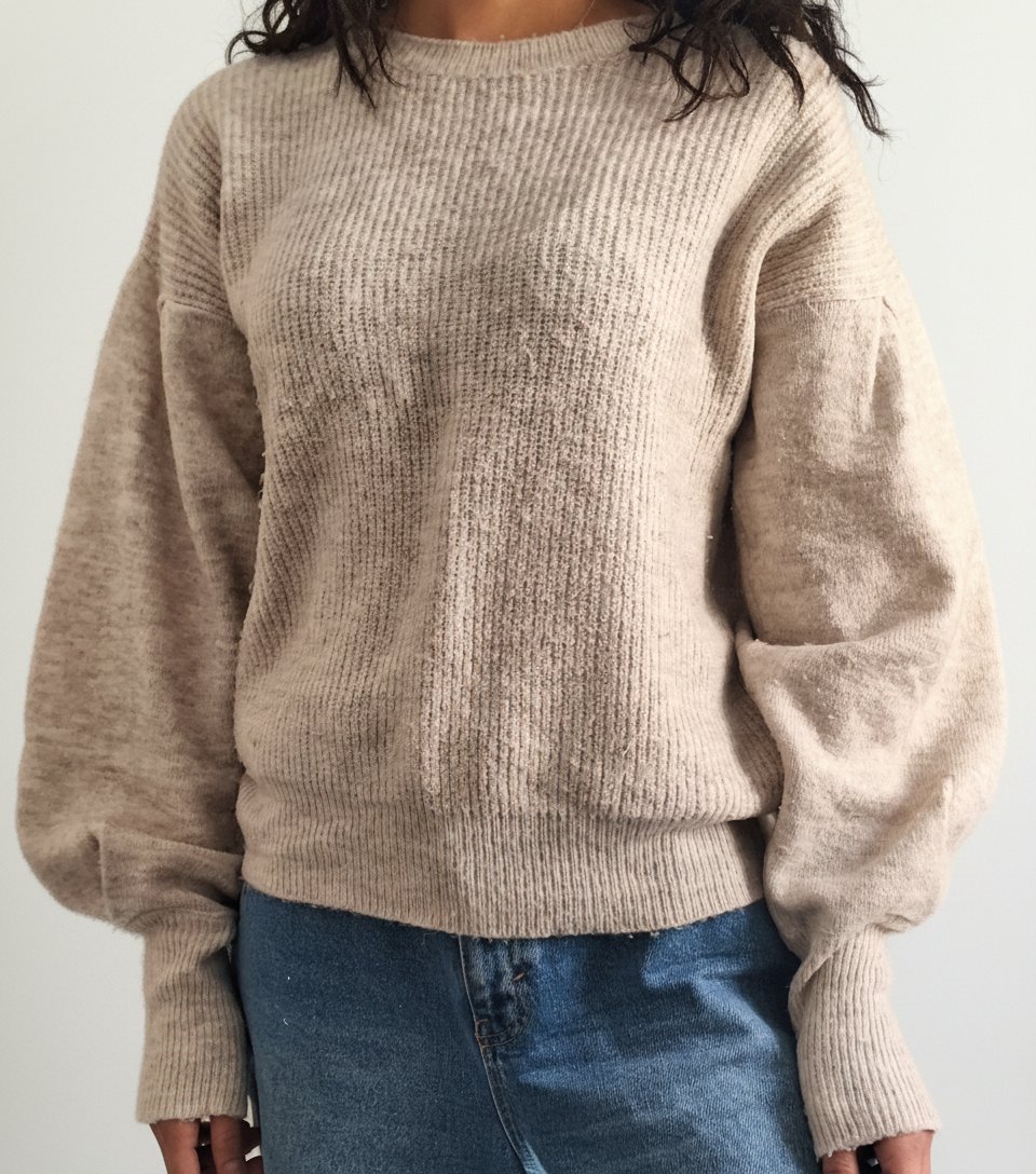 Pull doudou en maille beige chiné manches bouffantes – Pimkie