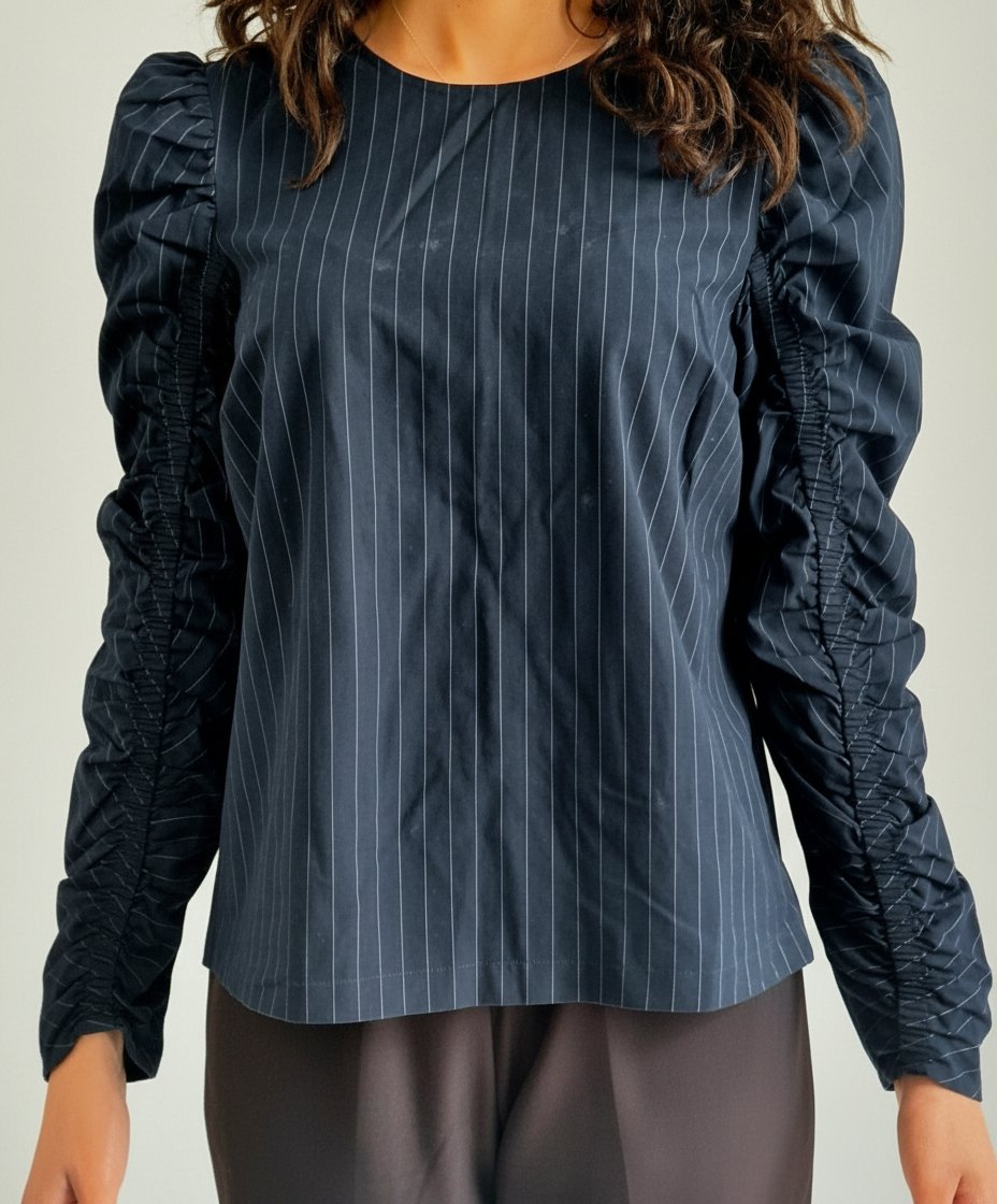 Blouse rayures tennis manches drapées froncées – Zara