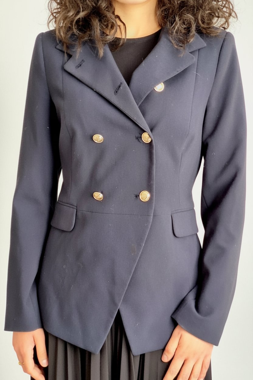 Blazer d'officier croisé bleu marine boutons dorés – Zara