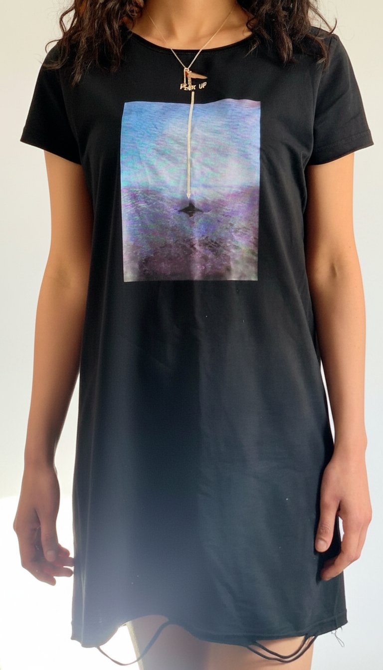 Robe t-shirt noire style streetwear avec détails détruits – Li Ren Li Fang