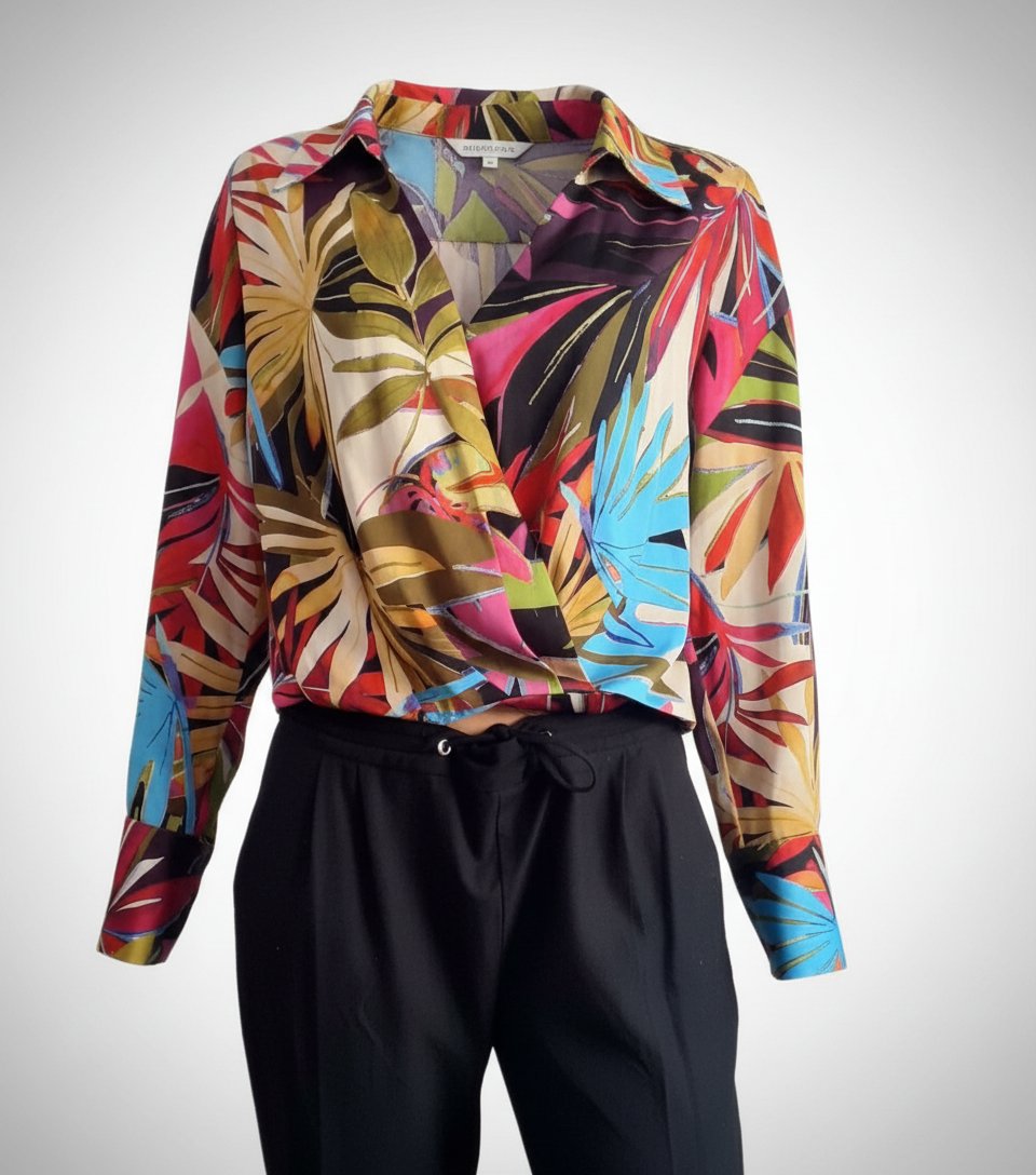 Blouse fluide drapée croisée imprimé tropical multicolore – Zara