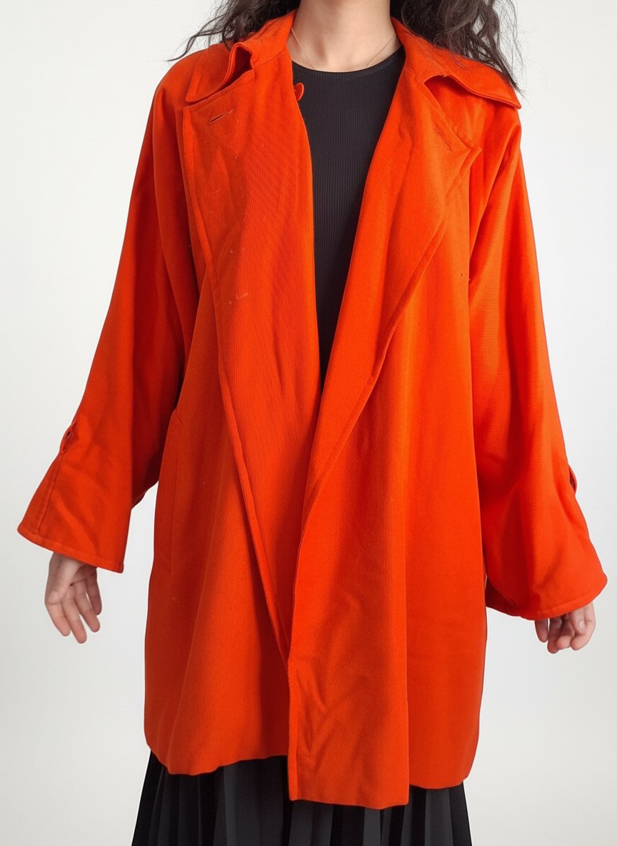 Manteau mi-long / Trench oversize orange vif – Made in Italy