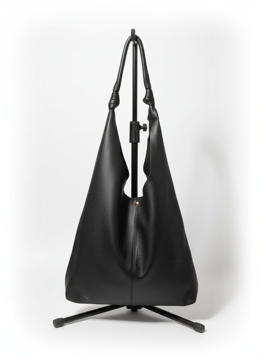 Sac hobo noir souple / Grand sac épaule minimaliste