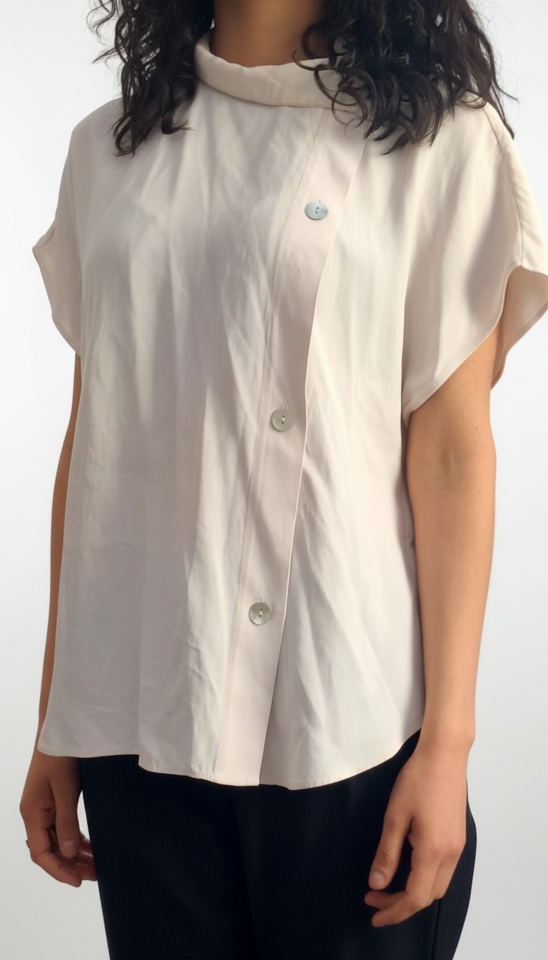 Chemisier / Blouse fluide blanche asymétrique – Massimu Duti