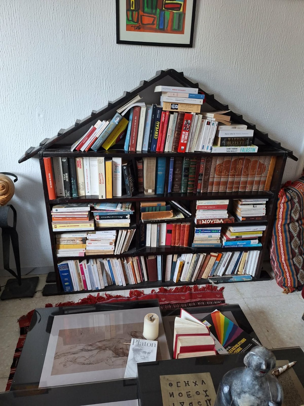 Bibliothèque en bois Rouge 1.5m/1.4m