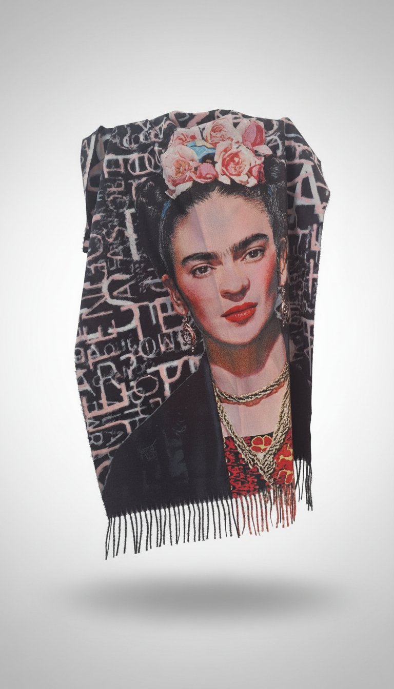 Écharpe réversible arty Frida Kahlo / Jeune Fille à la Perle – Sciarpia