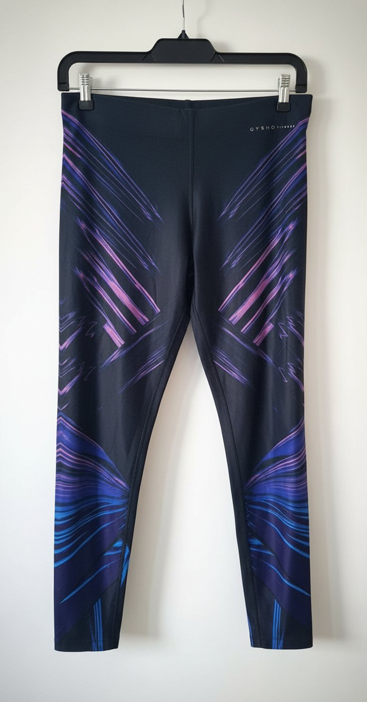 Legging fitness noir motifs graphiques violets/bleus – Oysho