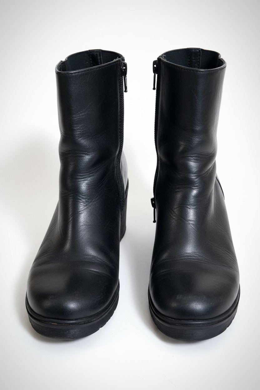 Bottines mi-hautes en cuir noir – Style épuré et confortable-YKK