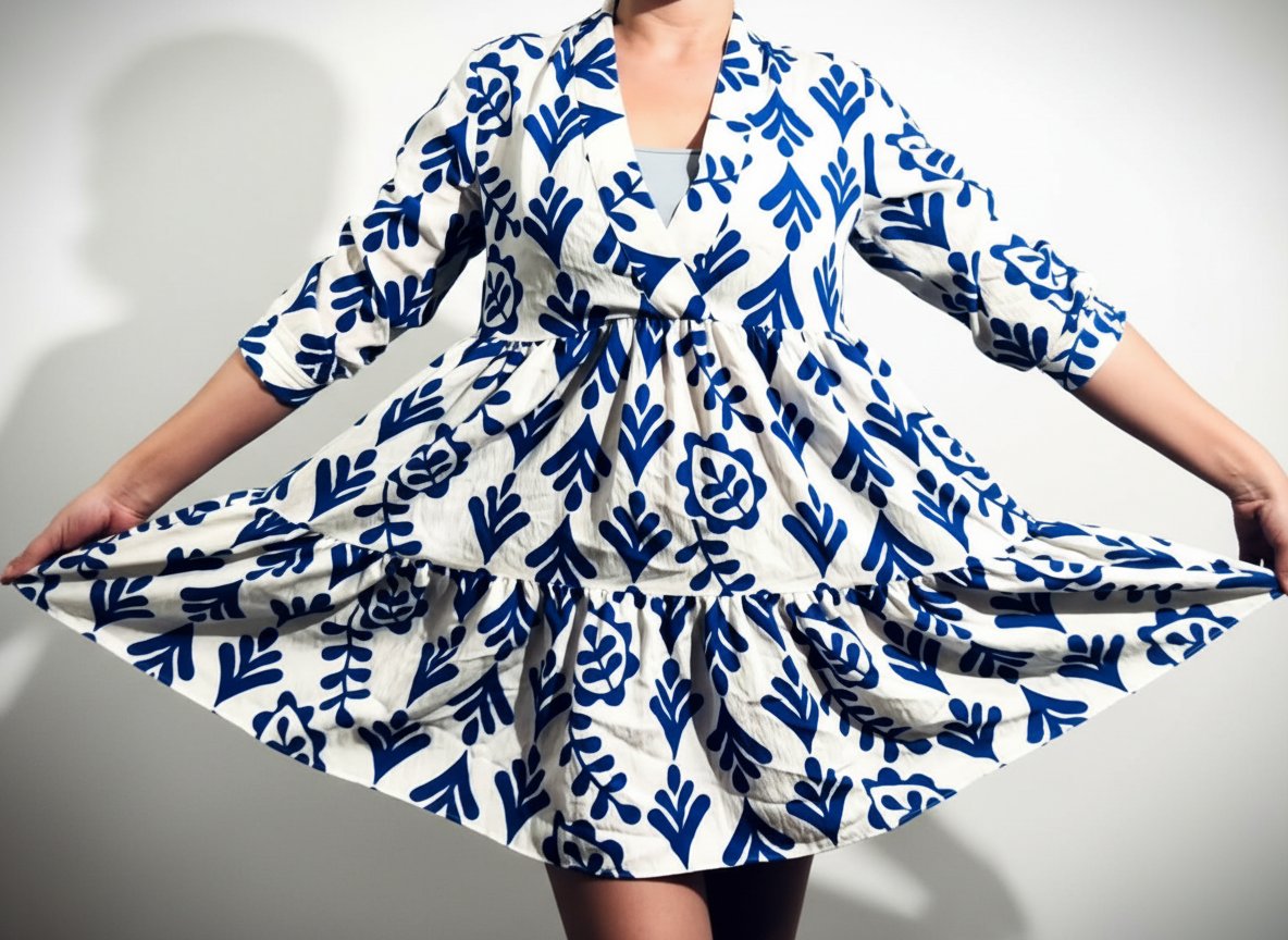 Robe chasuble / babydoll à motifs bleus méditerranéens – Zara