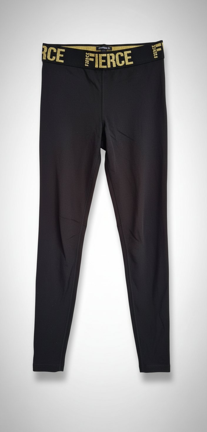 Legging noir de sport bande élastique dorée Fierce