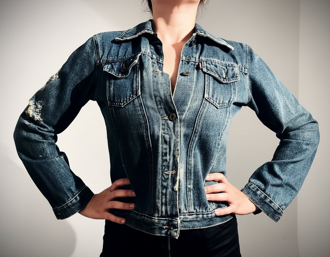 Veste en jean délavée style grunge / destroy