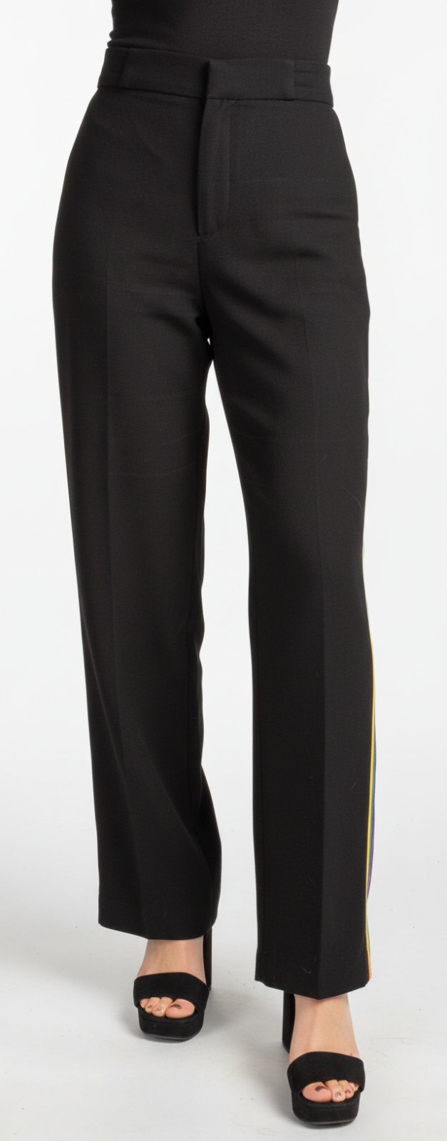 Pantalon droit noir style sporty-chic à rayures multicolores – Zara