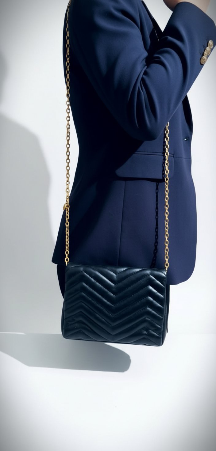 Sac noir matelassé Parfois / Petit sac bandoulière chaîne dorée